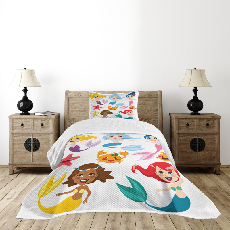 Mermaids Sea Friends Bedspread Set