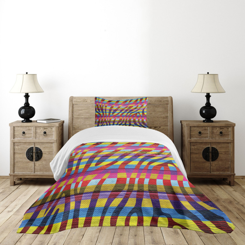 Vibrant Curvy Lines Bedspread Set