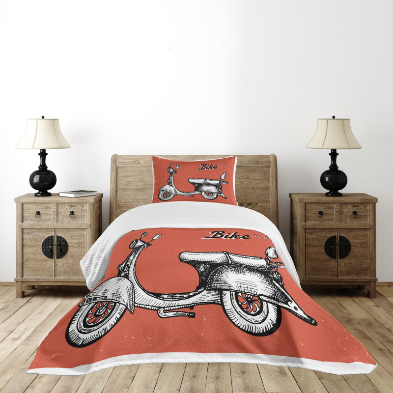 Scooter Bicycle Sign Bedspread Set