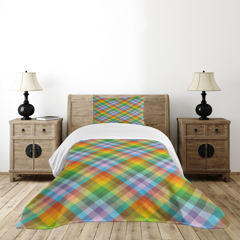 Colorful Summer Madras Style Bedspread Set