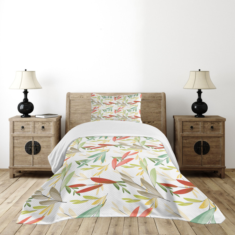 Abstract Modern Leaves Bedspread Set