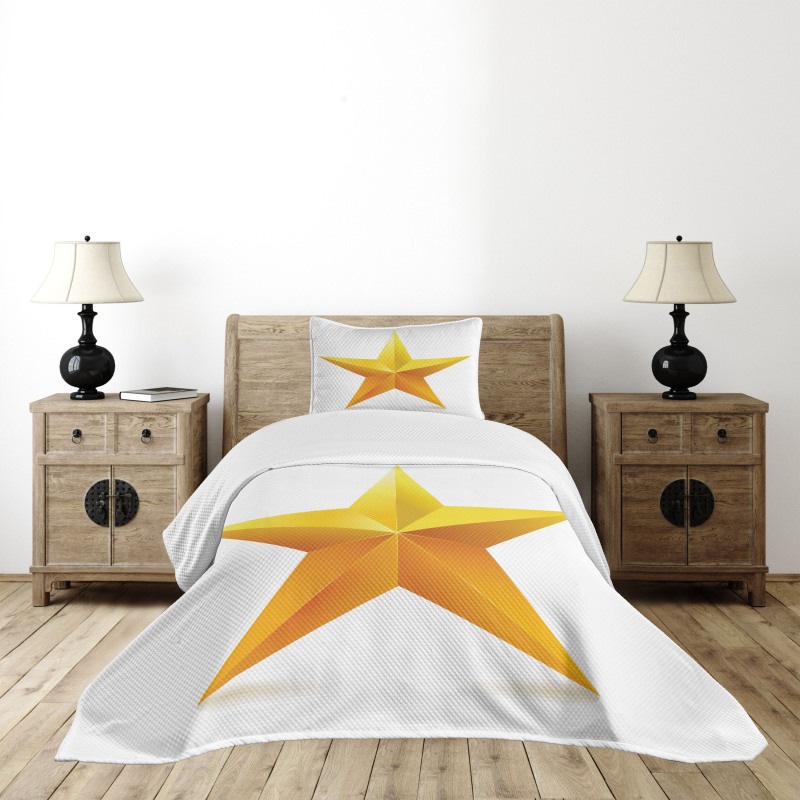 Single Yellow Ombre Star Bedspread Set