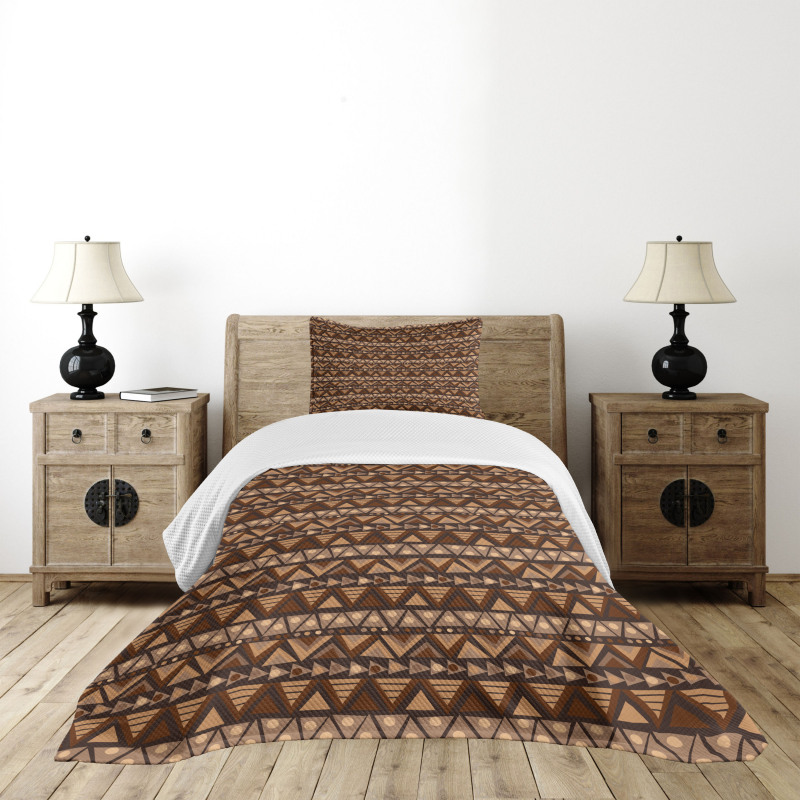 Primitive Motif Earthy Tone Bedspread Set