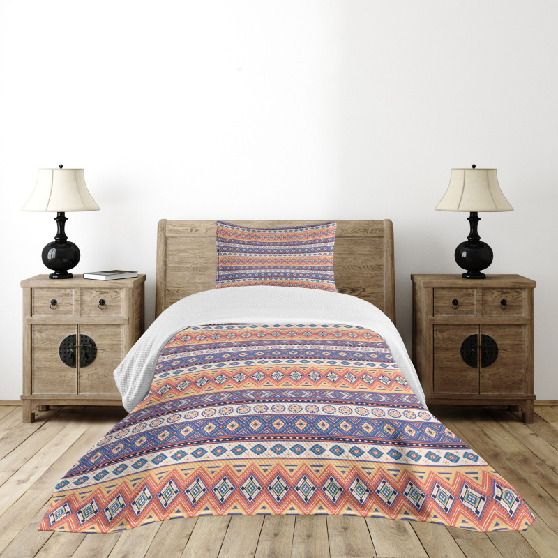 Mexican Inspired Lines Art Bedspread Set