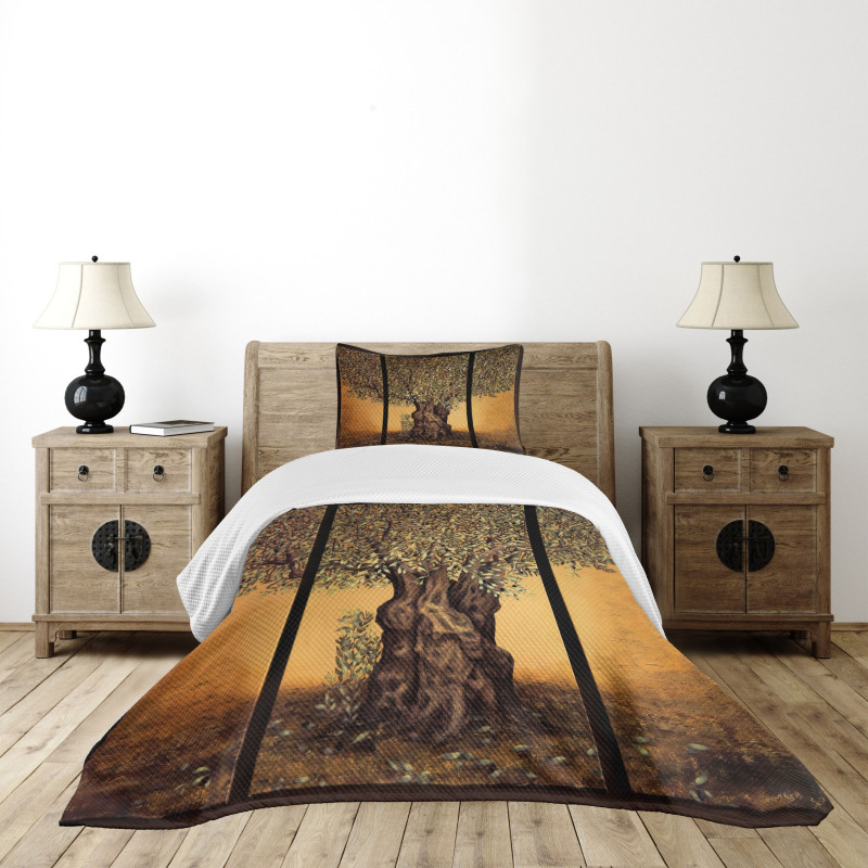 Greece Olive Trees Bedspread Set