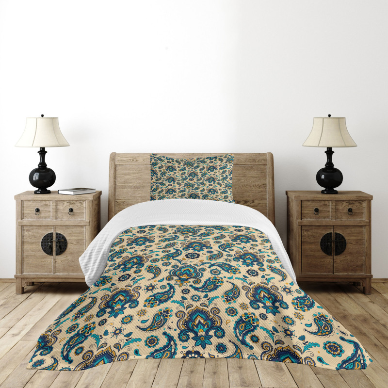 Vintage Colorful Floral Bedspread Set