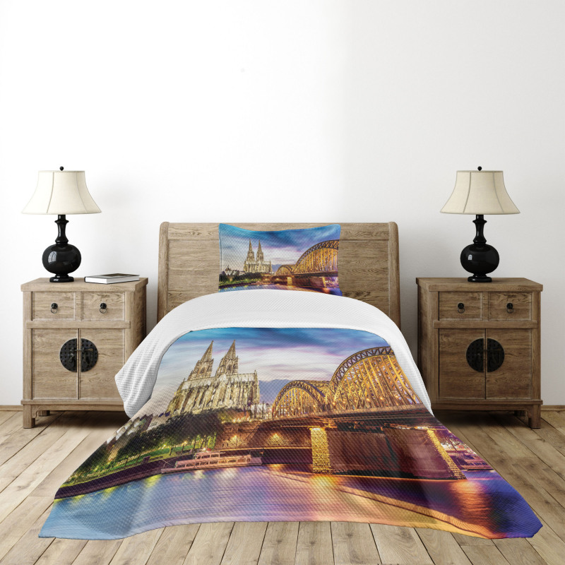 Old Bridge and Rhine Bedspread Set