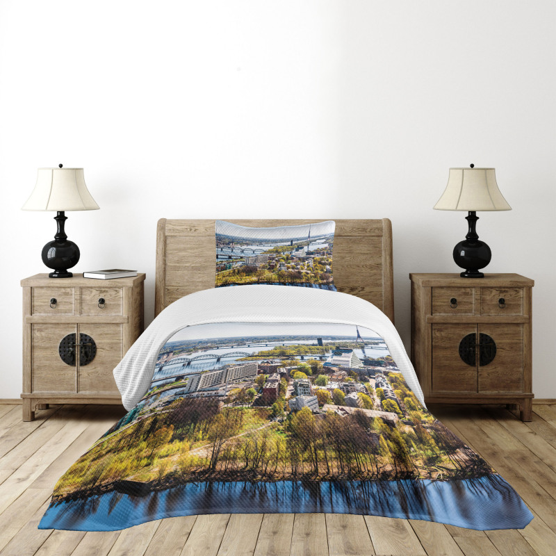 View of Old Riga City Bedspread Set