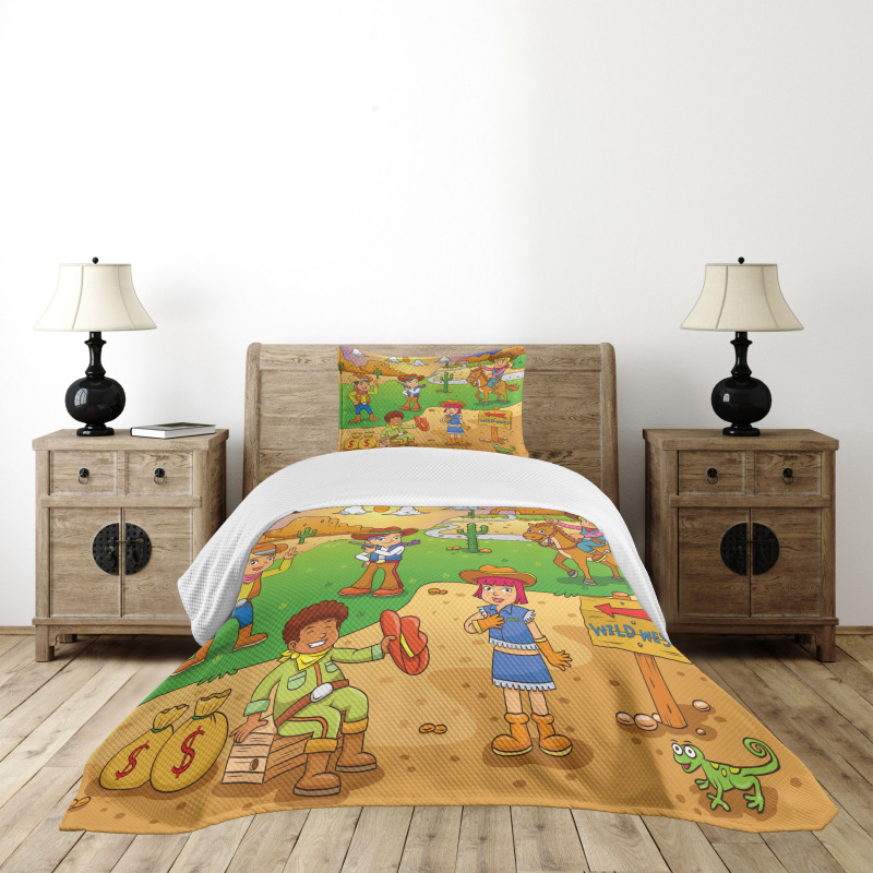 Wild West Cowboy Kids Bedspread Set