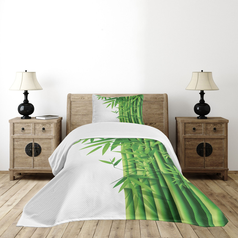 Modern Bamboos Stems Bedspread Set