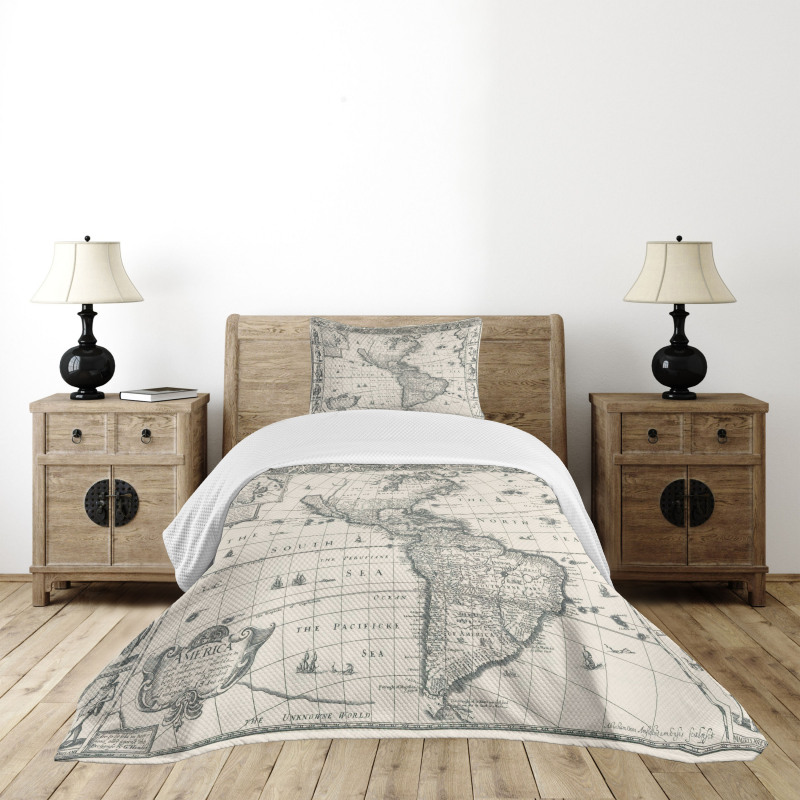 Retro Old America Map Bedspread Set