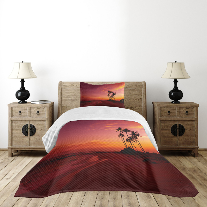 Hawaii Style Palm Trees Bedspread Set