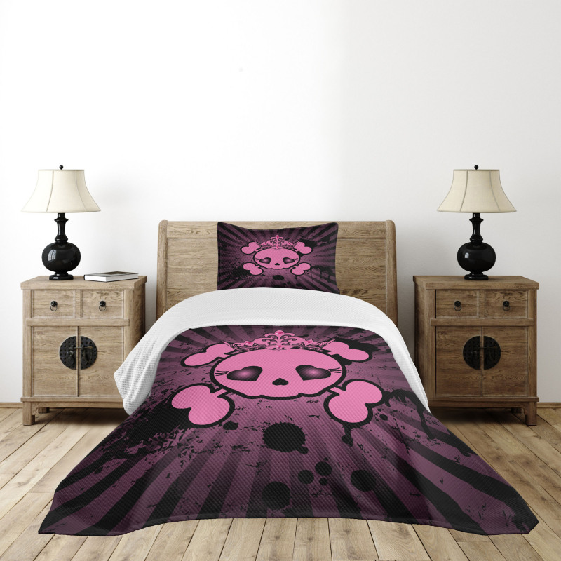 Skull Grunge Pop Art Bedspread Set
