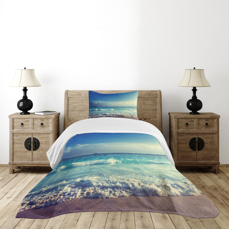 Beach Sunset Waves Bedspread Set