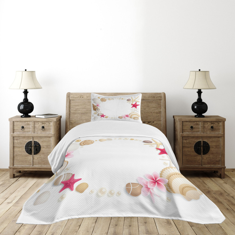 Seashells Flower Star Bedspread Set