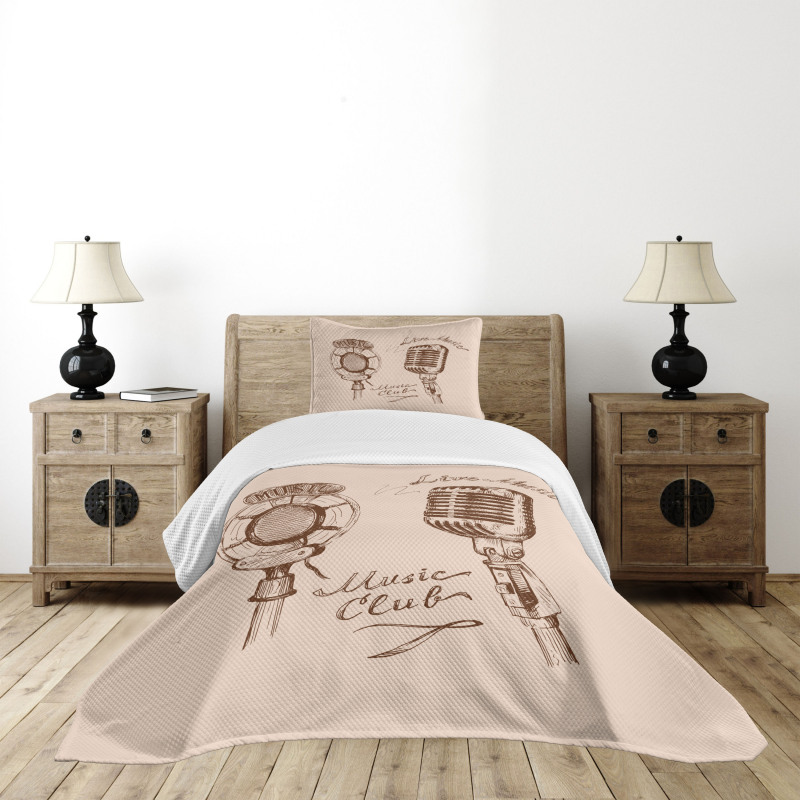 Boho Microphone Retro Bedspread Set