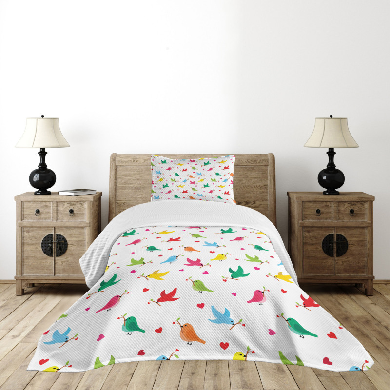 Heart Branches Colorful Bedspread Set