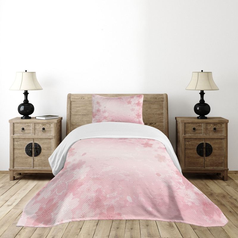 Cherry Blossom Floral Art Bedspread Set