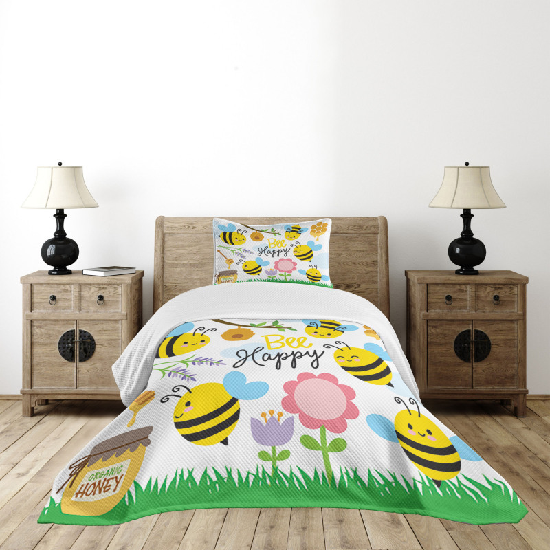 Bee Happy Spring Garden Bedspread Set