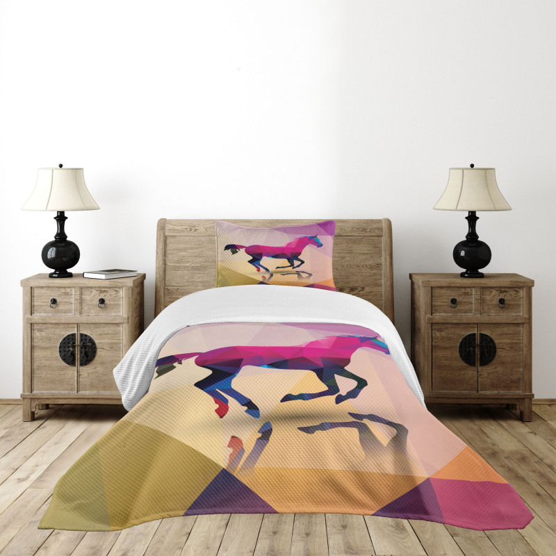 Geometric Horse Animal Bedspread Set