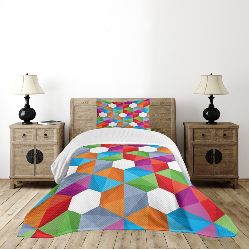 Retro Mosaic Triangle Bedspread Set