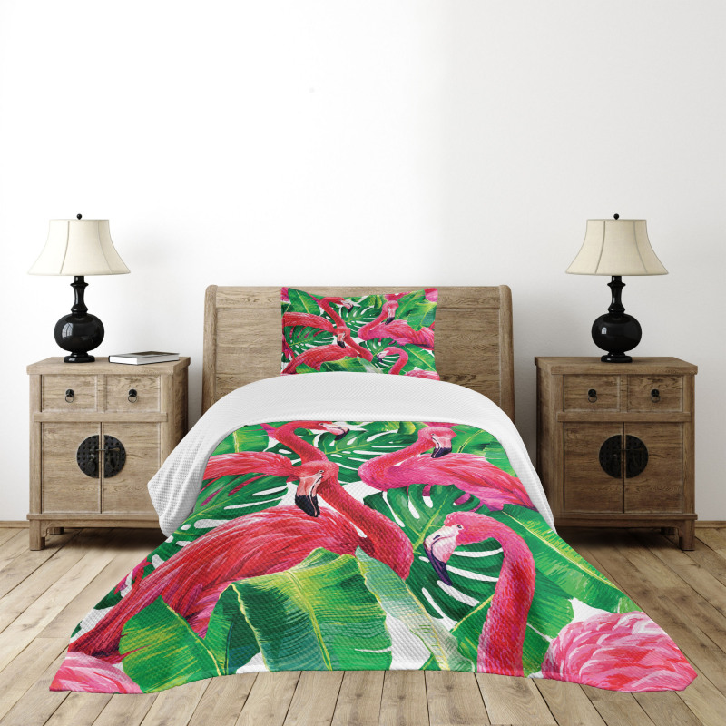 Retro Exotic Leaves Bedspread Set