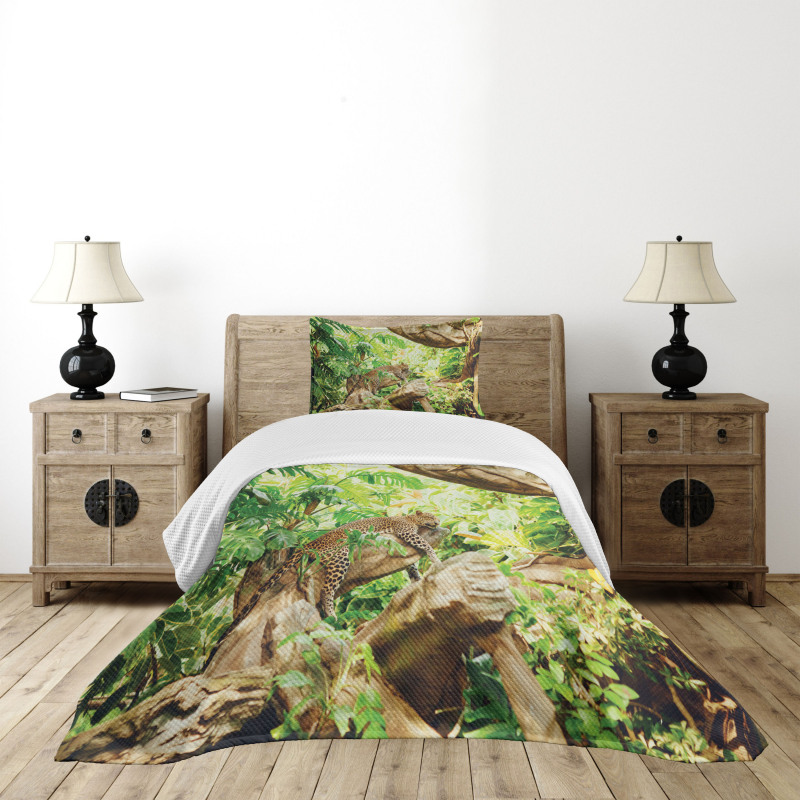 Tropic Wild Jungle Leaf Bedspread Set