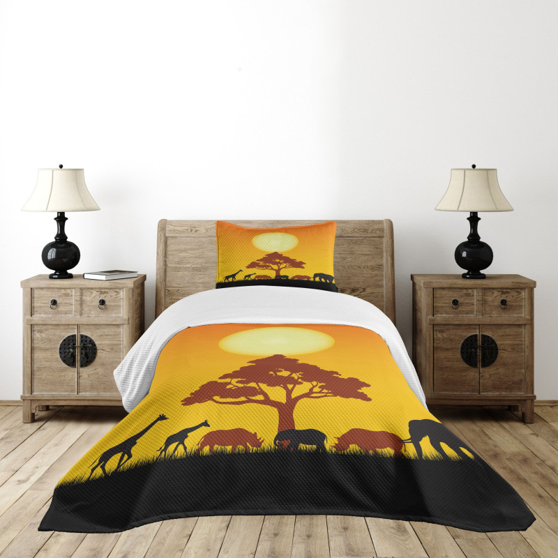 Wildlife Animals Rhinos Bedspread Set