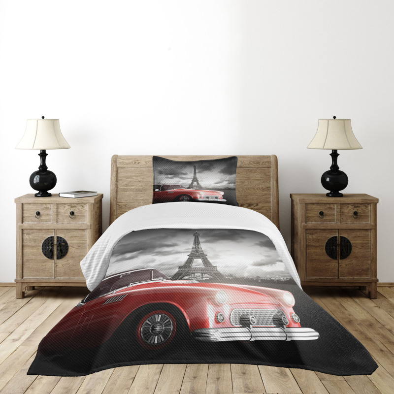 Vintage Car and Eiffel Bedspread Set