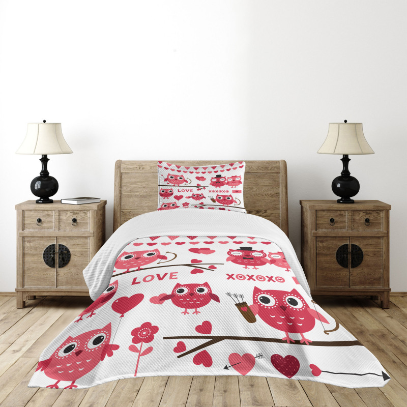 Romantic Owls Arrows Bedspread Set