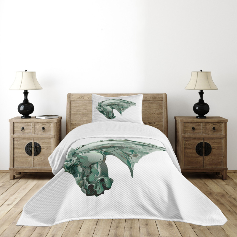 Green Stain Horse Head Bedspread Set