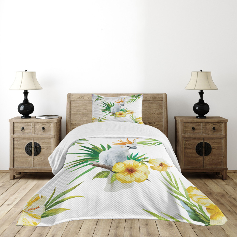 Hibiscus with Wild Birds Bedspread Set