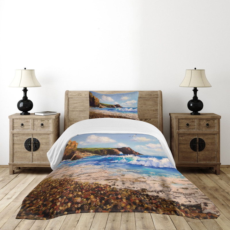 Sea Coast by Beach Rock Bedspread Set