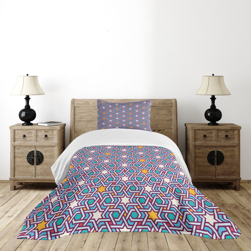 Geometric Stars Lines Bedspread Set