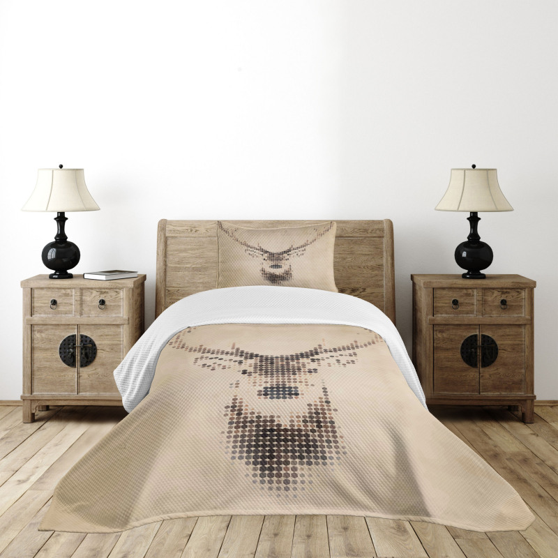 Deer Portrait with Dots Bedspread Set
