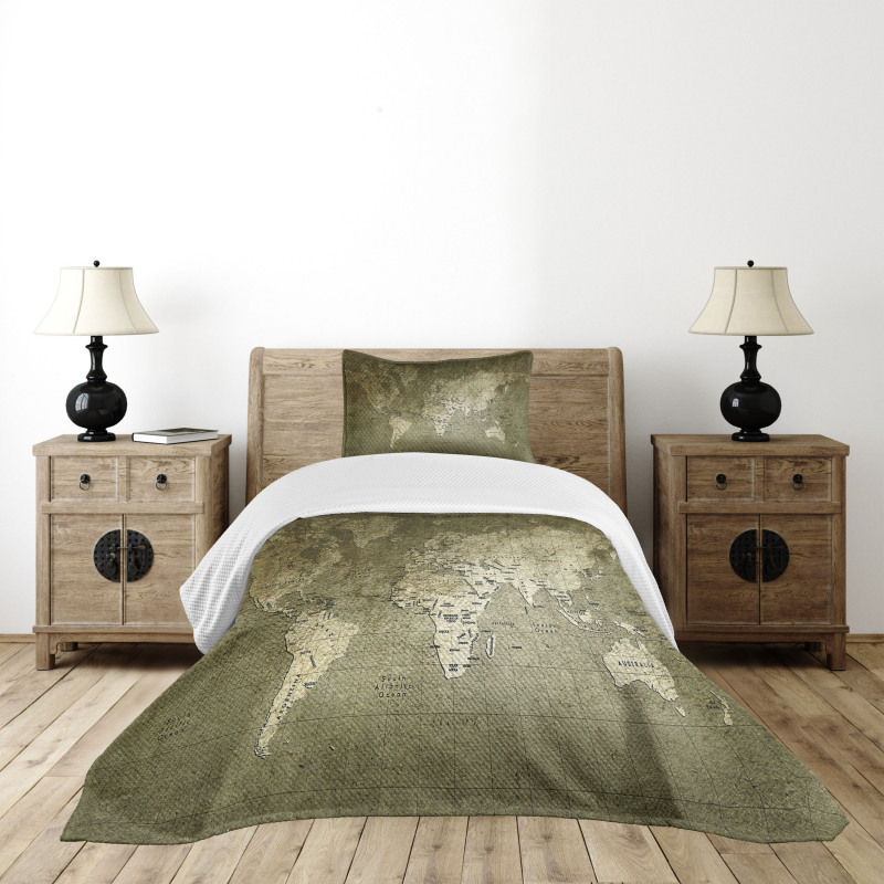 Nostalgic World Map Bedspread Set