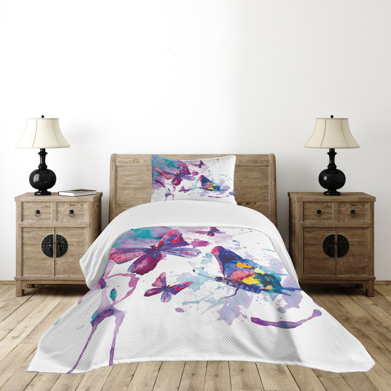 Watercolor Art Modern Bedspread Set