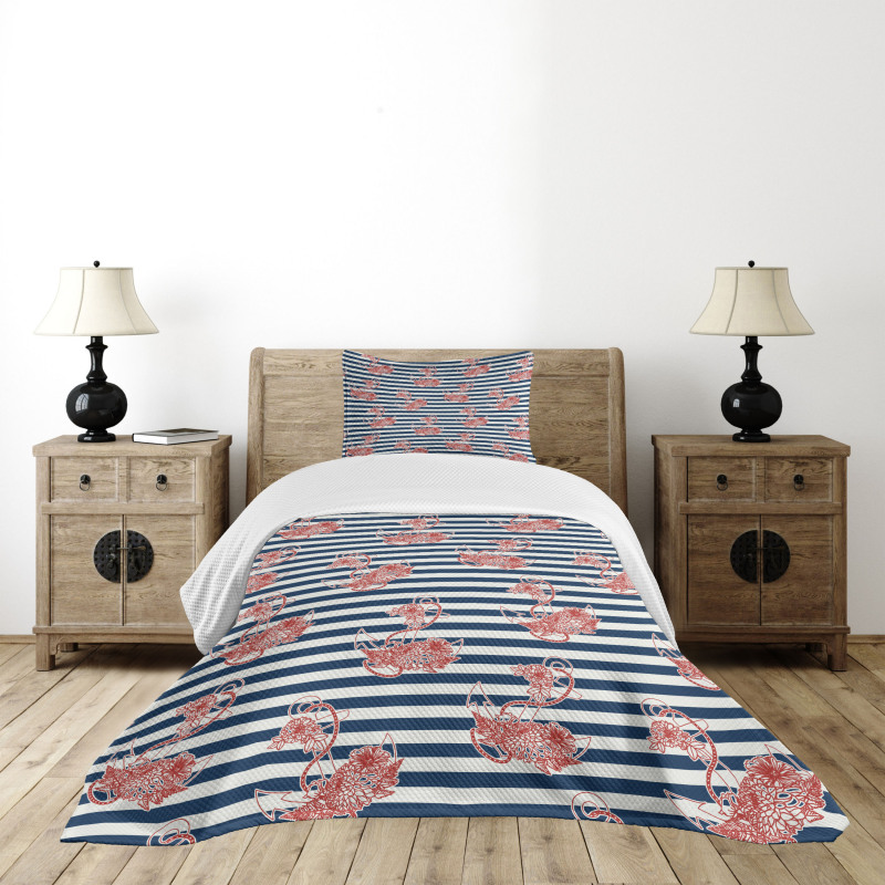 Anchor Striped Backdrop Bedspread Set