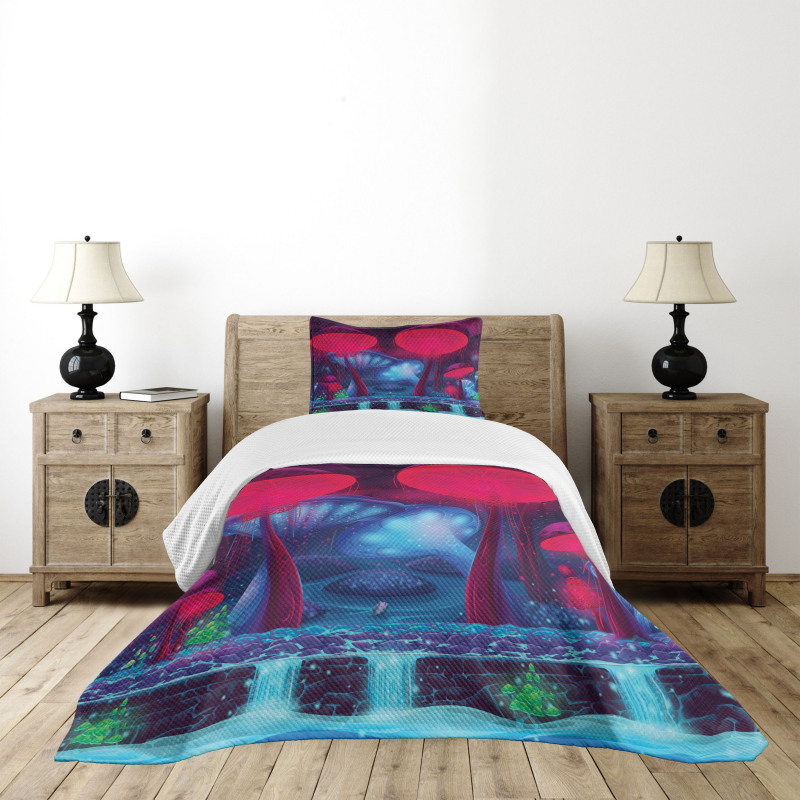 Mushrooms Vibrant Colors Bedspread Set