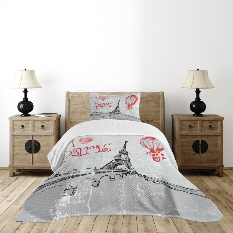 Paris Hot Air Balloon Bedspread Set