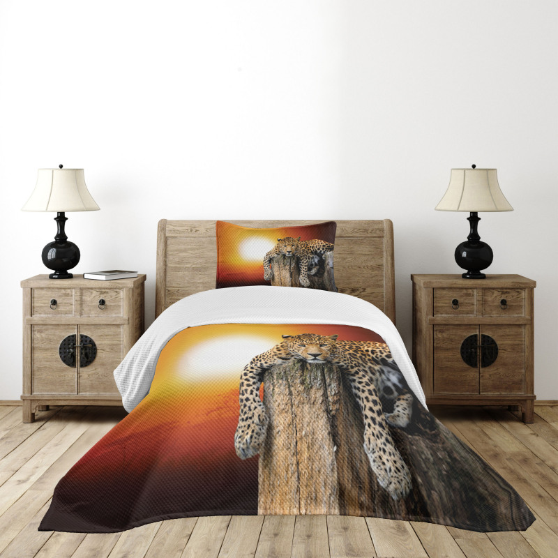 Safari Leopard on Tree Bedspread Set