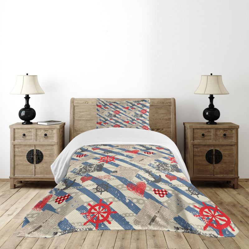 Grunge Wheel Heart Bedspread Set