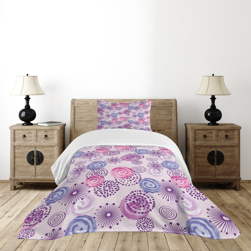 Watercolor Flower Art Bedspread Set