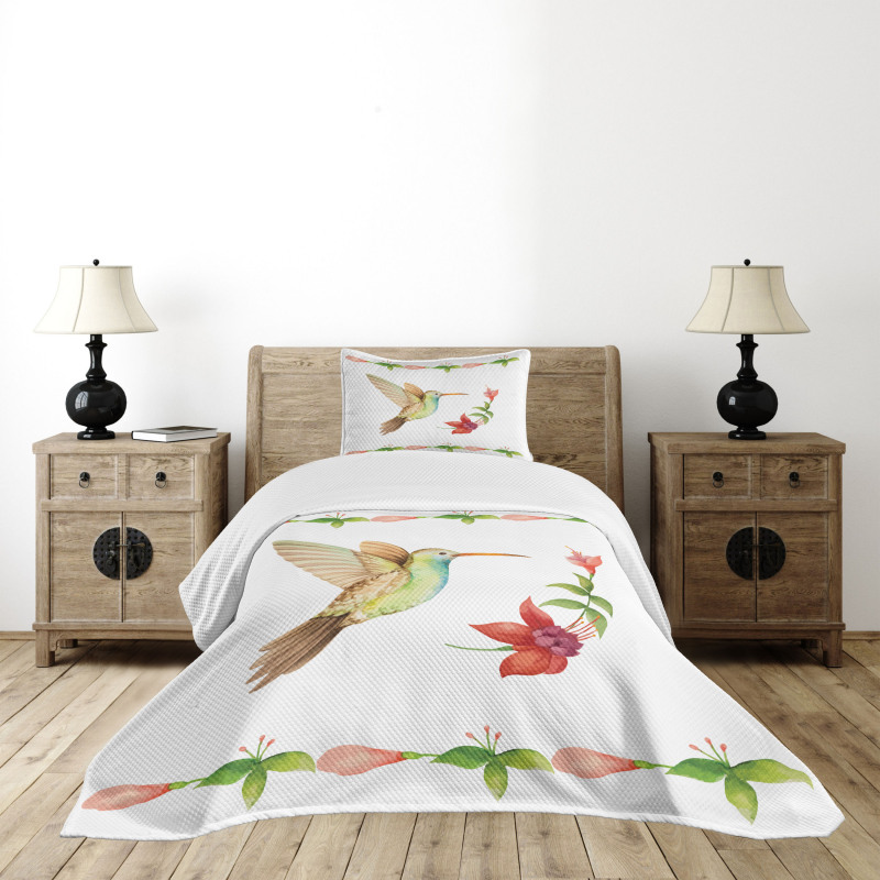 Hummingbird Artwork Bedspread Set
