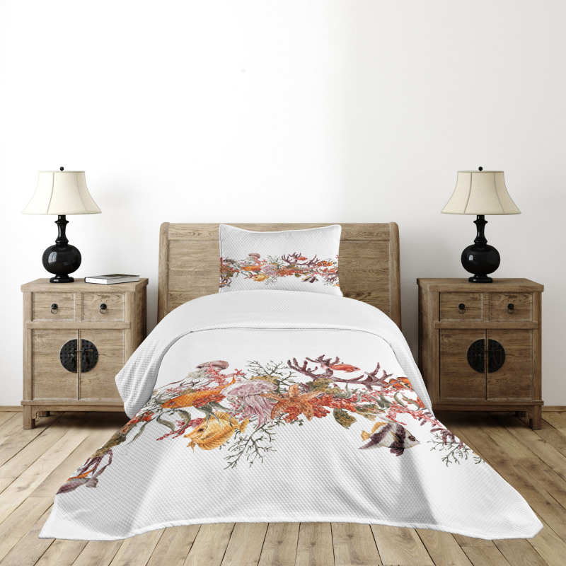 Coral Algea Sealife Bedspread Set