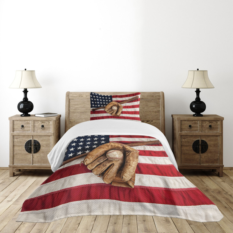 Grunge Baseball Bedspread Set