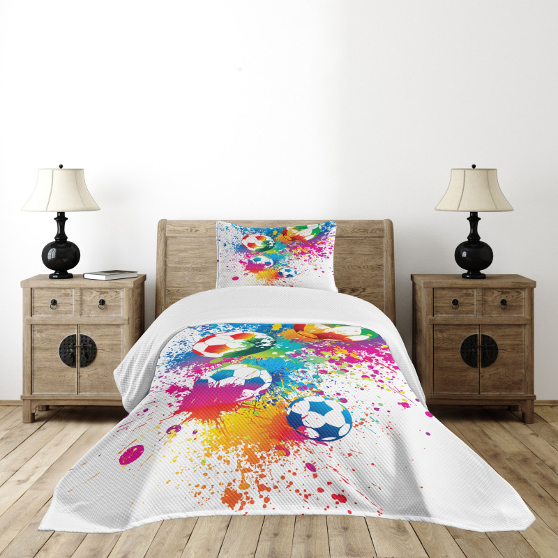 Colorful Splashes Balls Bedspread Set