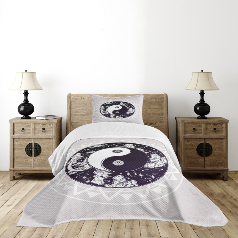 Ying Yang Boho Art Bedspread Set