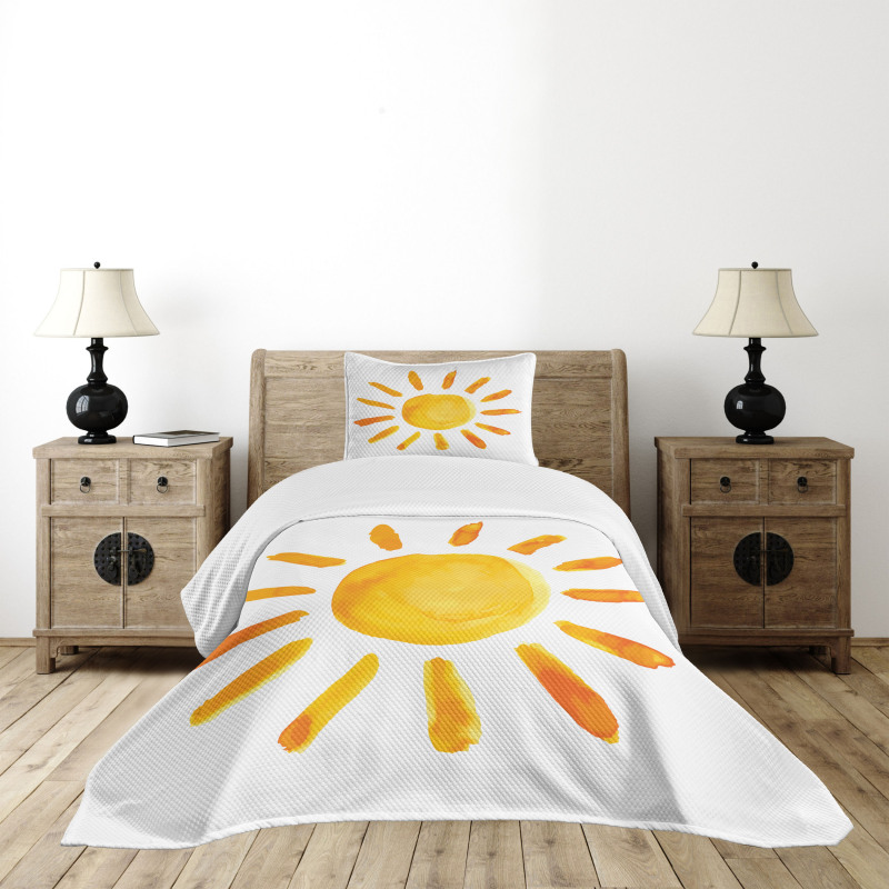 Watercolor Sun Childish Bedspread Set