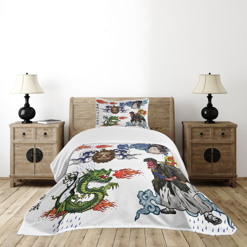 Manga Style Dragon Bedspread Set